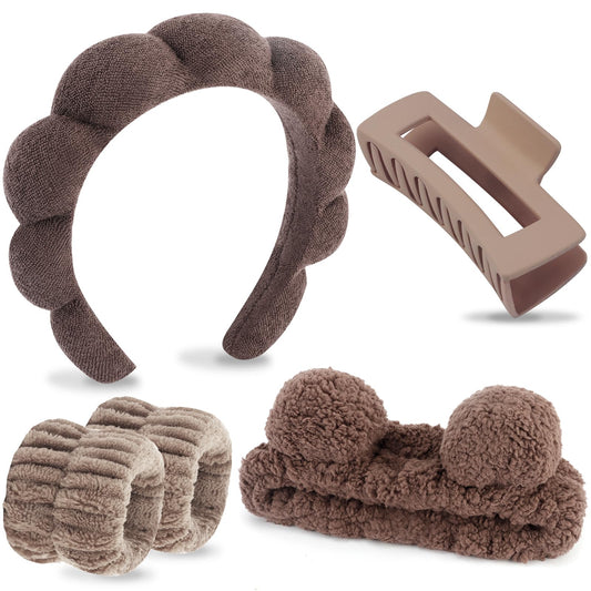 VELSCRUN spa headband front view keeps hair back for tidy skincare