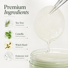 VELVURE pad gently wiped along jawline, helps clear pores and calm
