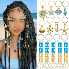 VENOFEN front packaging showing 42-piece blue braid jewelry set and easy styling