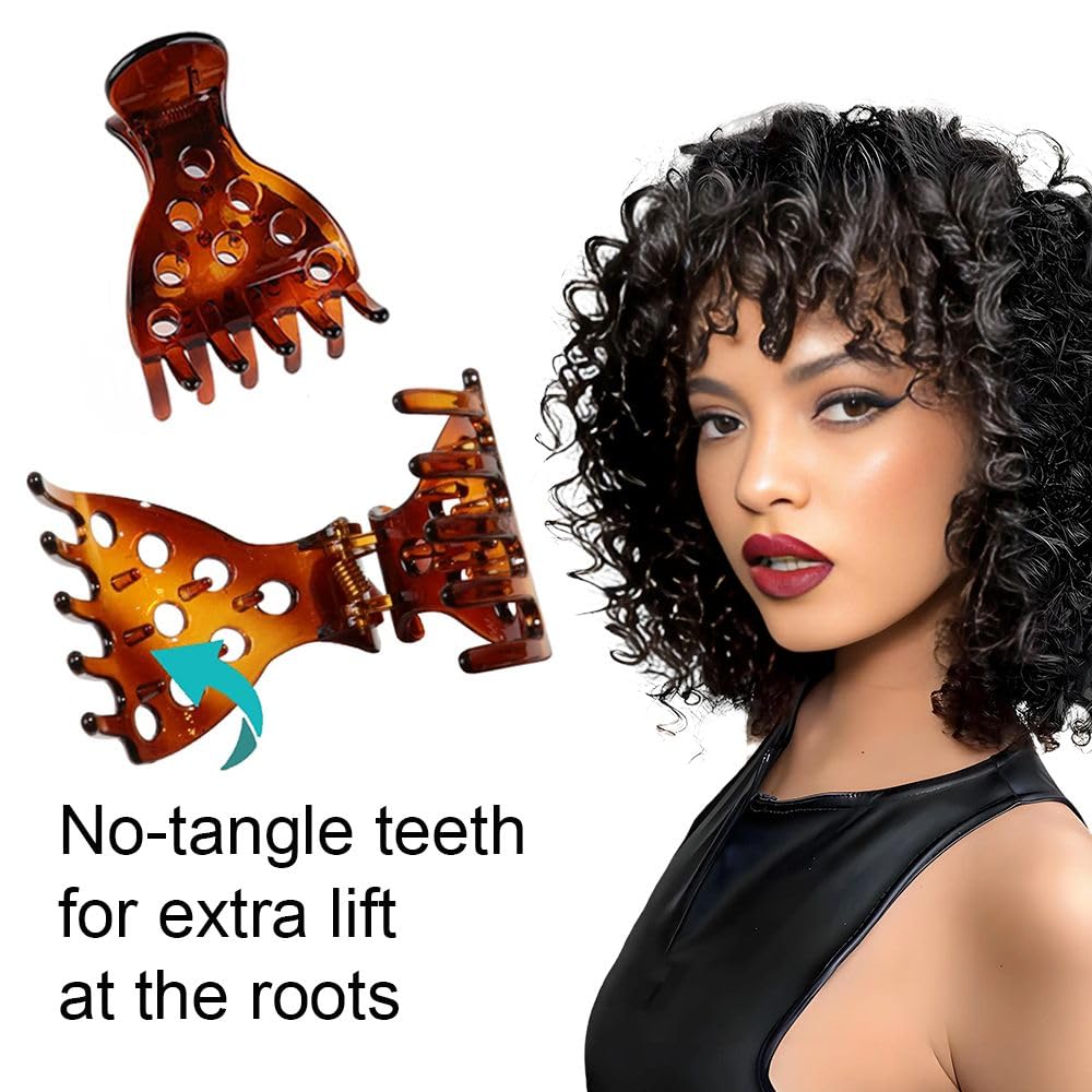 Venrodi clip placed at hair root demonstrating lifted curls and fuller appearance benefit