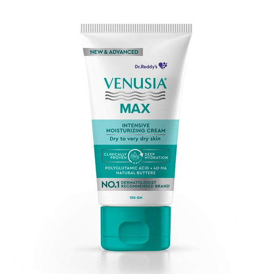 Venusia Max front packaging showing jar and label, highlighting product clarity