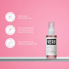 VERB before and after hair comparison showing reduced frizz and shine