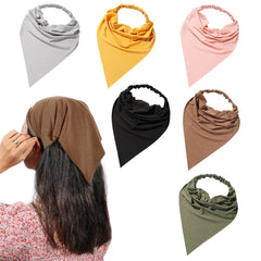 Vercret front packaging showing six solid color scarves and included clips for variety