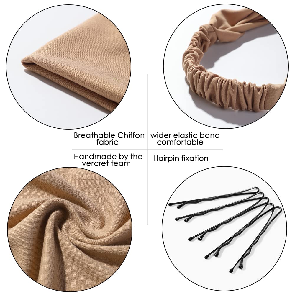 Vercret tied on model demonstrating triangle headscarf styling and secure fit for active use