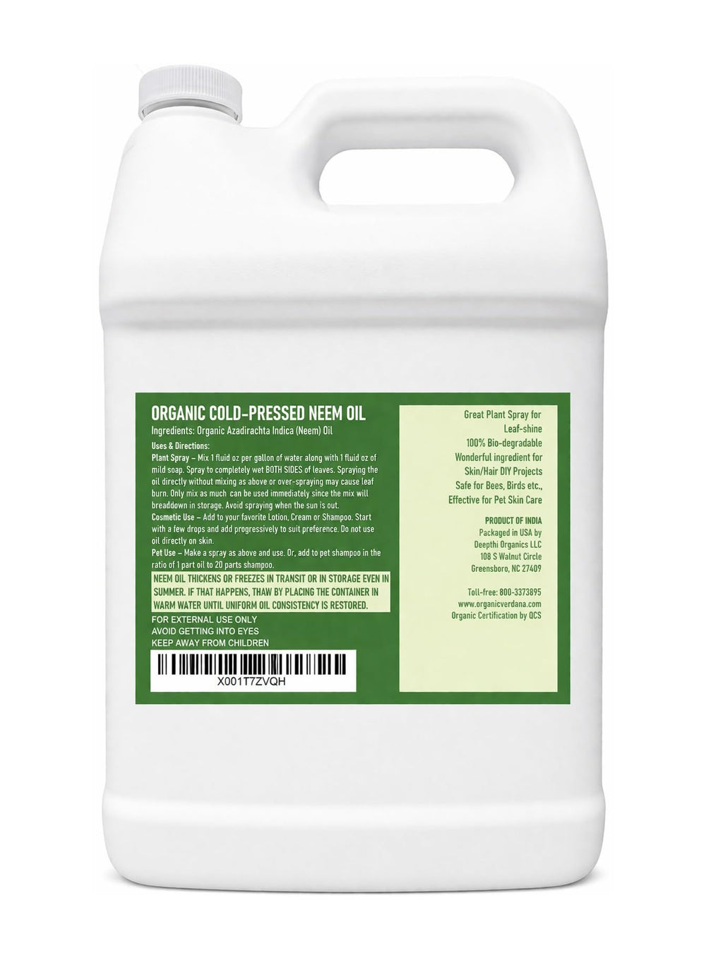 Verdana neem oil label closeup highlighting cold-pressed purity benefit