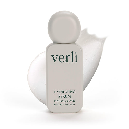Verli front packaging showing hydrating serum and key benefits