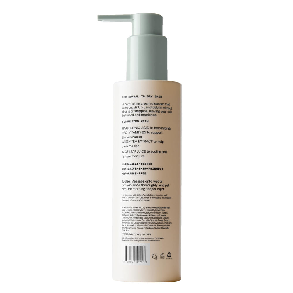 Versed bottle with hyaluronic acid visual signaling deep and surface hydration benefit