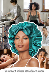 Vettres bonnet in a bathroom routine setting showing protection during skincare
