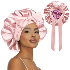 Vettres bonnet front view showing pink rose and secure fit benefit