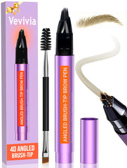 Vevivia Beauty eyebrow pen front packaging showing product and shade benefit