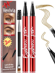 Vevivia Beauty front packaging showing two eyebrow pens and benefits