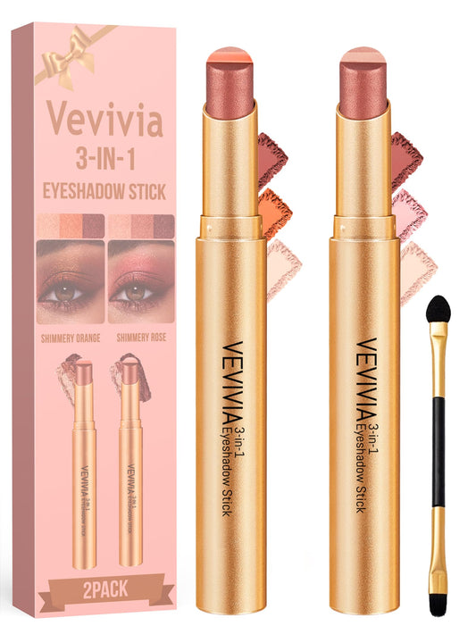 Vevivia front packaging duo showing both shimmer rose and shimmer orange benefits