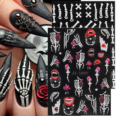 VGNRAR stickers applied on fingernails showcasing finished Halloween manicure look