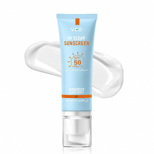 VGO front packaging showing SPF 50 and compact bottle, clear protection