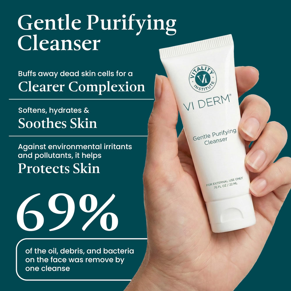 VI DERM foam being dispensed demonstrating gentle cleansing and makeup removal