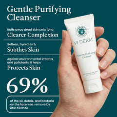 VI DERM foam being dispensed demonstrating gentle cleansing and makeup removal