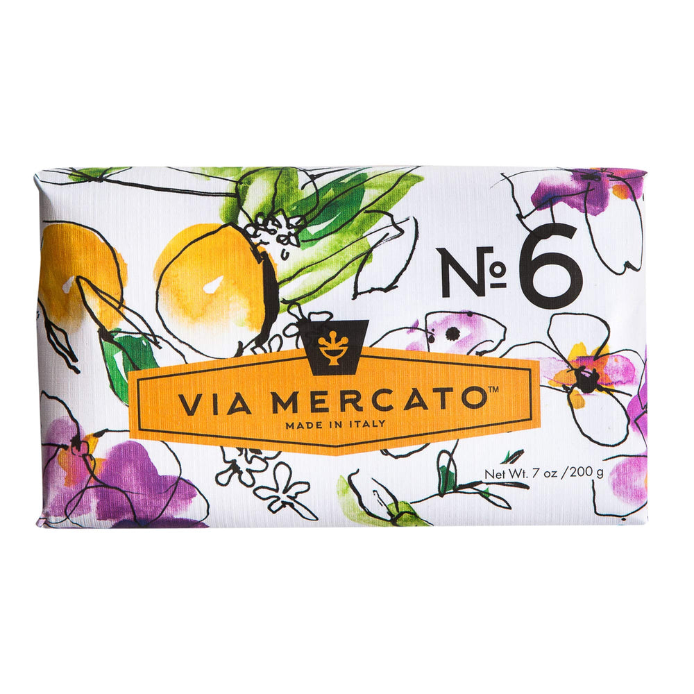 Via Mercato front packaging showing bar and scent for elegant presentation