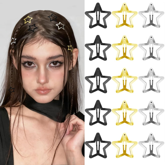 VIBILIA star hair clips front pack showing mixed black gold silver colors for styling