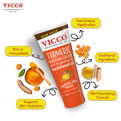 Vicco cream texture swiped on skin showing lightweight absorption for smooth finish