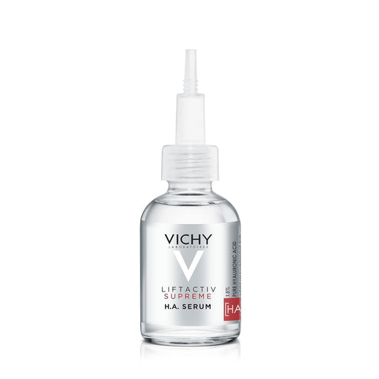 Vichy front packaging showing serum bottle and benefit of visible plumping