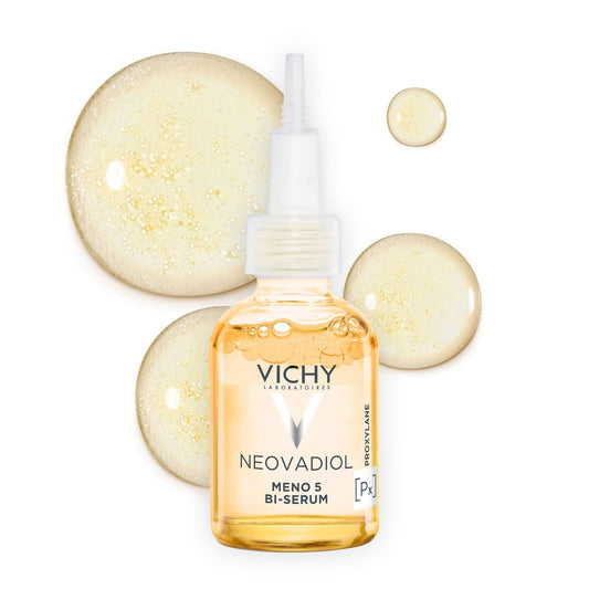 Vichy front packaging showing bottle and box, highlights dermatologist-tested benefit