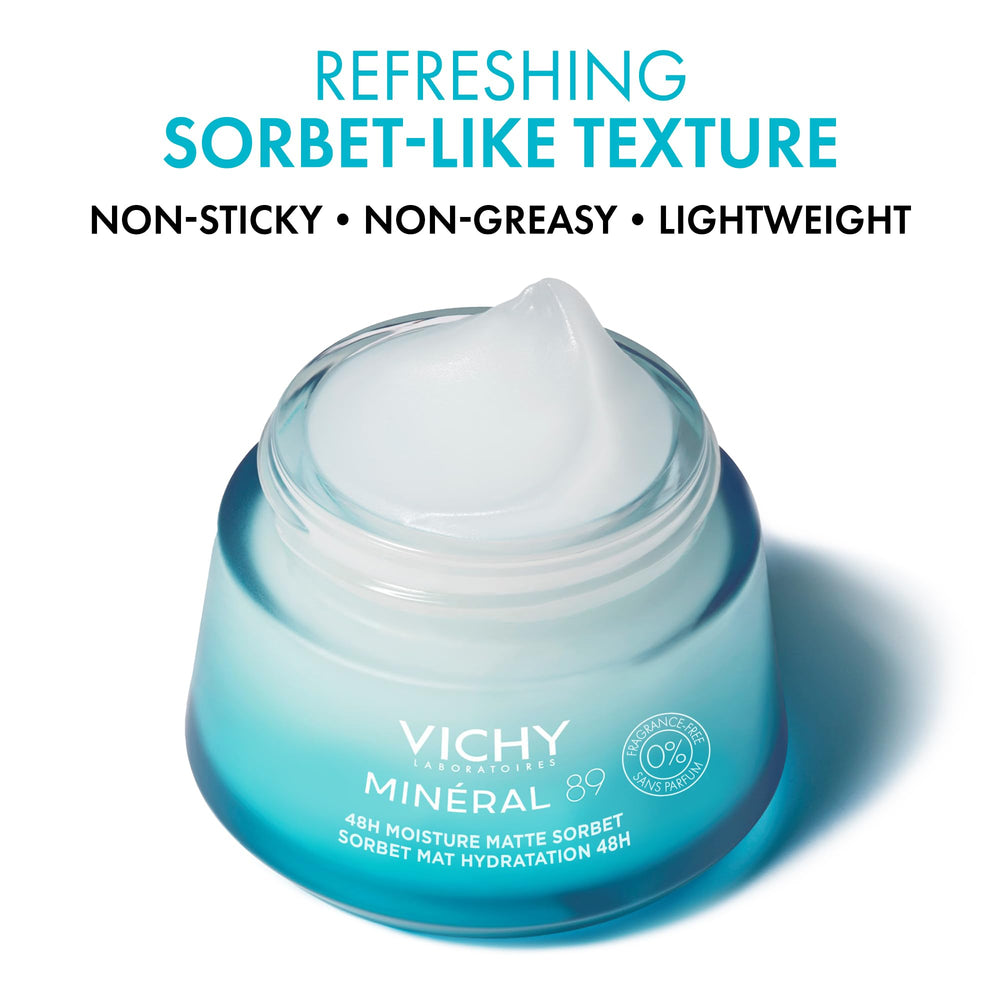 VICHY Minéral 89 gel texture close-up highlighting lightweight hydration
