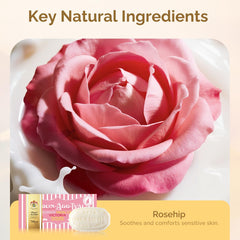 VICTORIA bar with label highlighting rosehip and rose water benefits