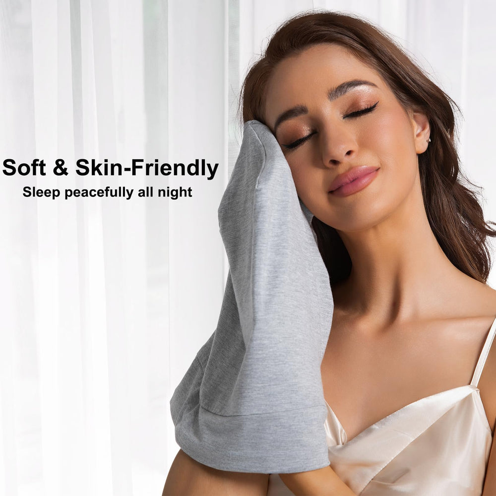 vidsel slouchy bonnet worn by model protecting curls overnight