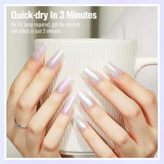 vieafenti nail swatch on hand displaying aurora color-shift and wearable benefit