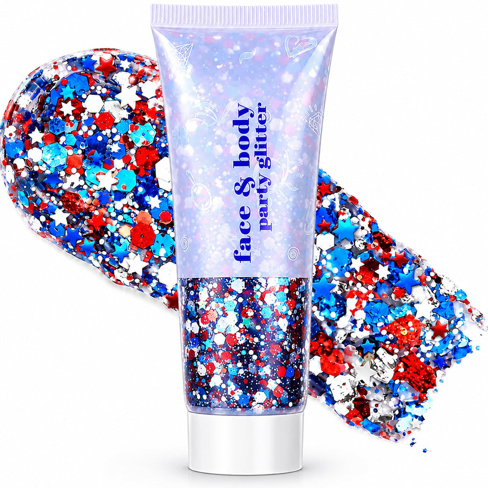 Vienflona front packaging showing patriotic glitter stick and clear labeling benefit