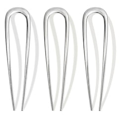 Vigorpace front view of three silver U-shaped pins showing elegant packaging and readiness