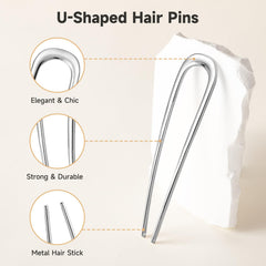 Vigorpace hair pins used in a French twist showing secure, smooth hold
