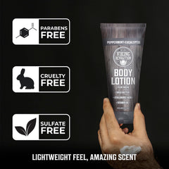 Viking Revolution in use after shower on male hands showing quick-dry hydration benefit