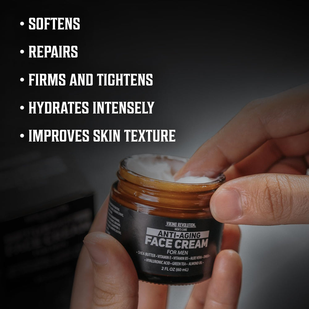 Viking Revolution ingredients display highlighting hyaluronic acid aloe and green tea benefits