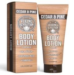 Viking Revolution lifestyle scene after shower outdoors conveying fresh woodsy scent