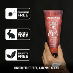 Applying Viking Revolution lotion on forearm to hydrate dry skin and smooth texture