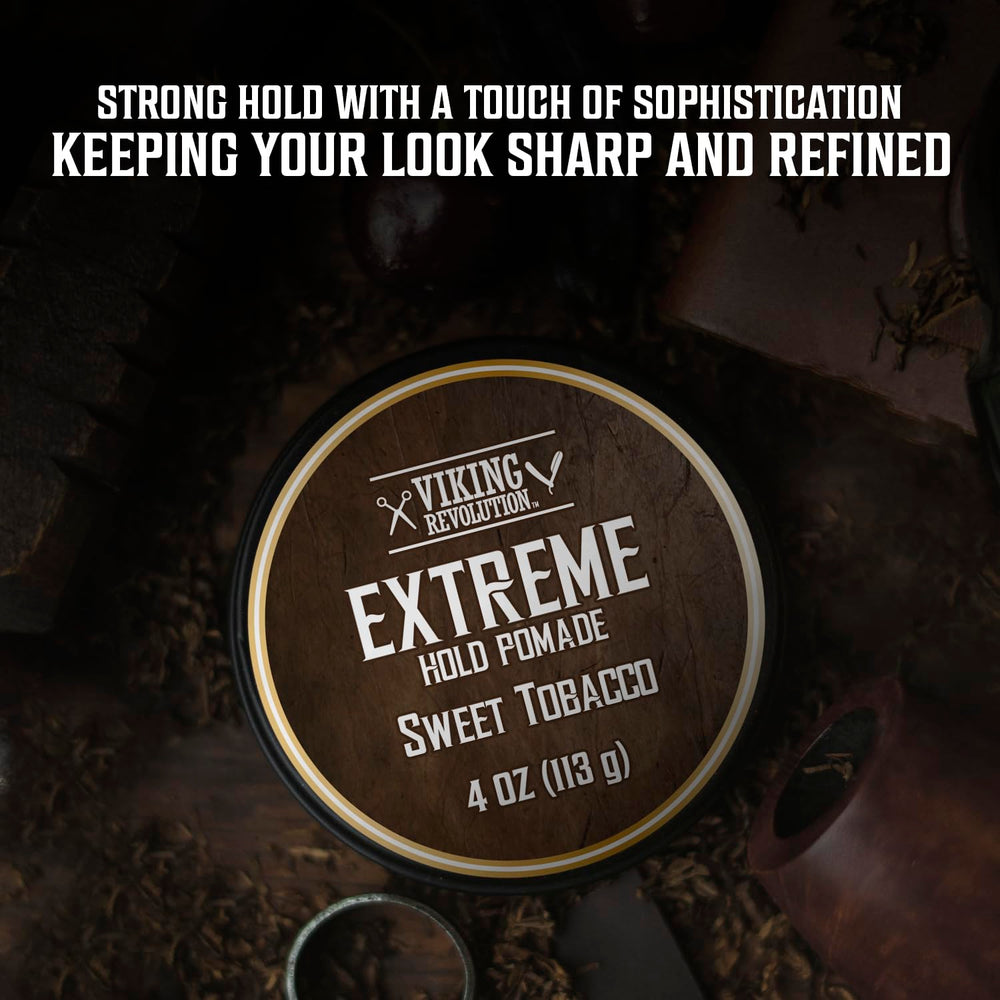 Viking Revolution styling slick back demonstrating high shine and firm hold