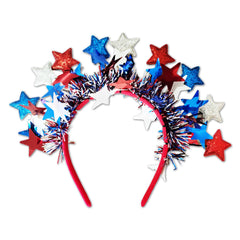 Villorem front view headband showing red white blue stars, adds instant patriotic flair