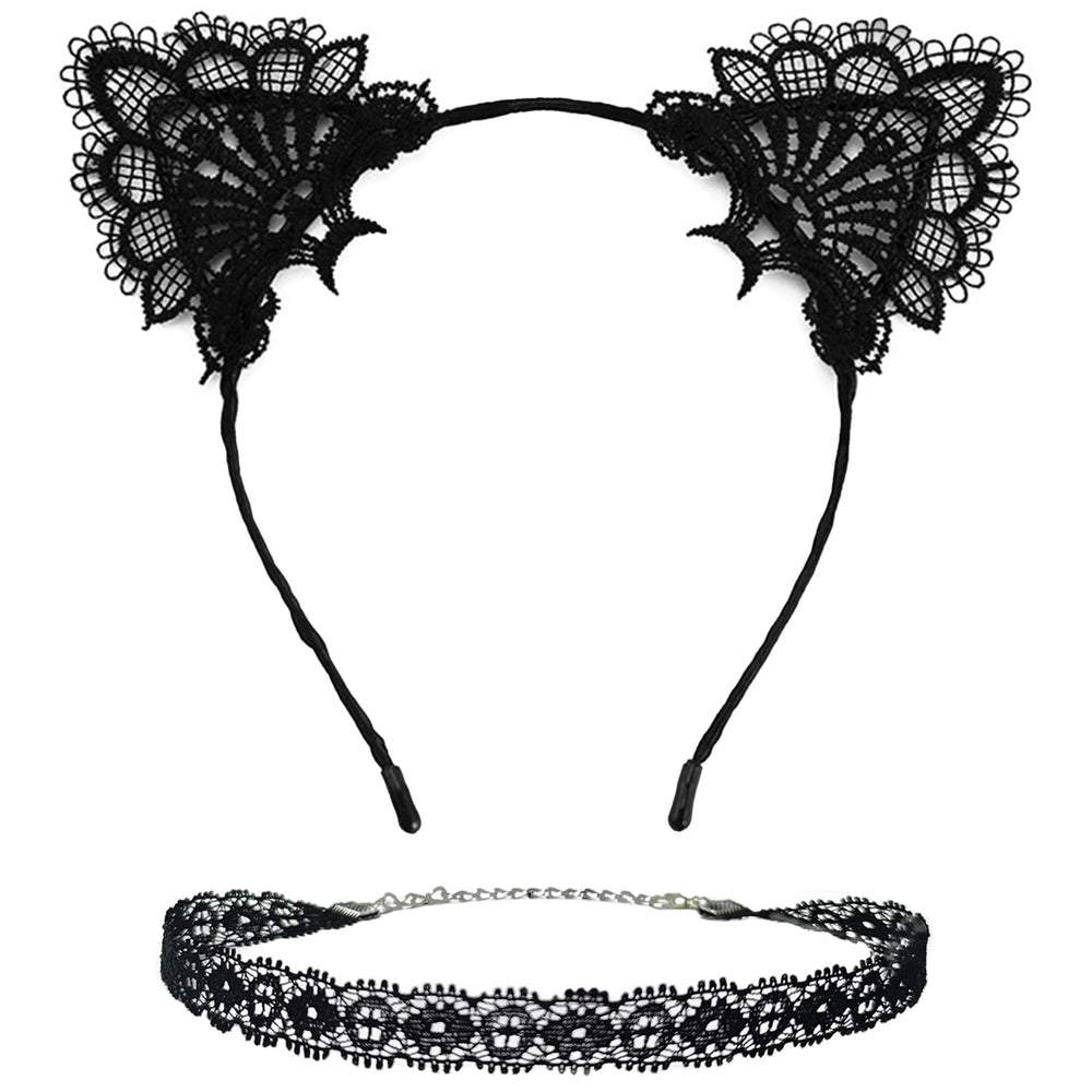 Villorem front view of headband and collar set showing finished look and easy wear