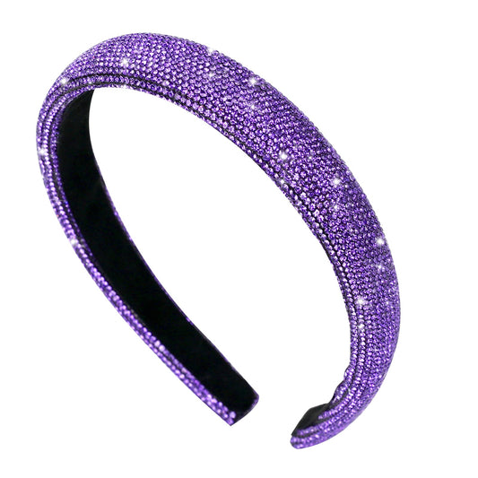 vin beauty front view purple headband shows polished bridal sparkle and secure fit