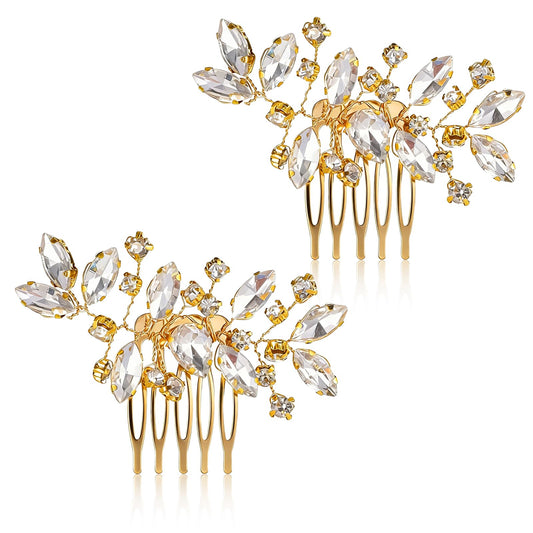 Vin Beauty gold combs front view showing elegant sparkle and secure design