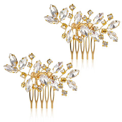 Vin Beauty gold combs front view showing elegant sparkle and secure design