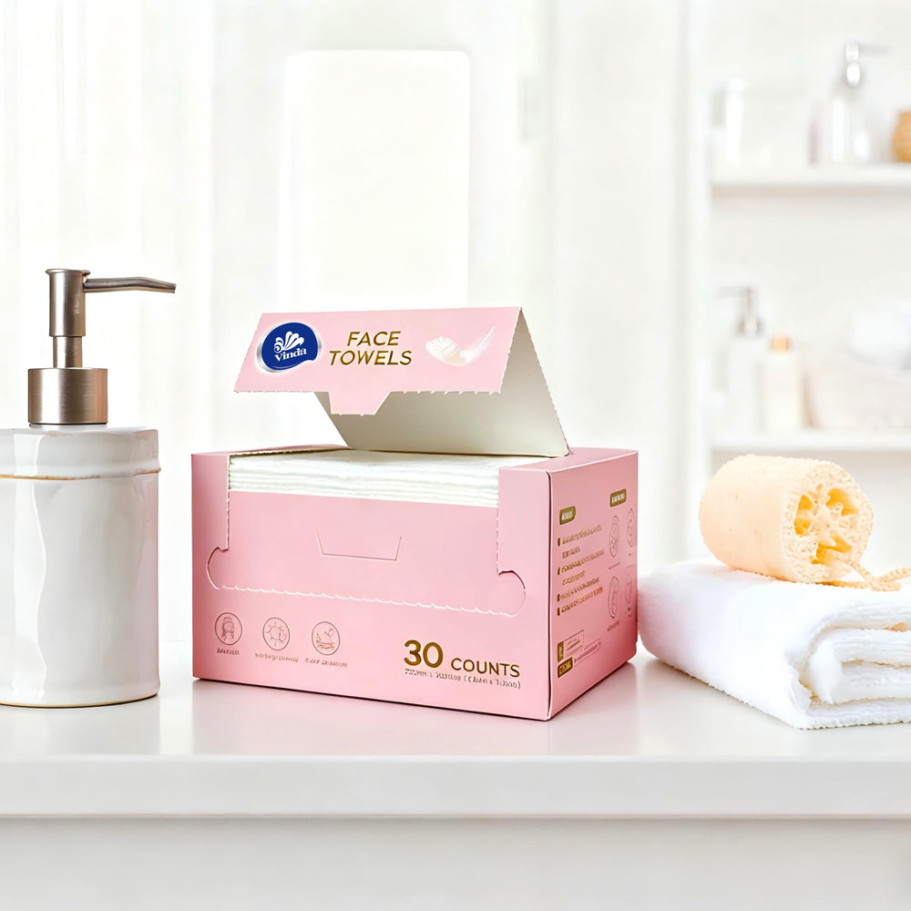 Vinda clean lifestyle bathroom setup illustrating daily skincare ease