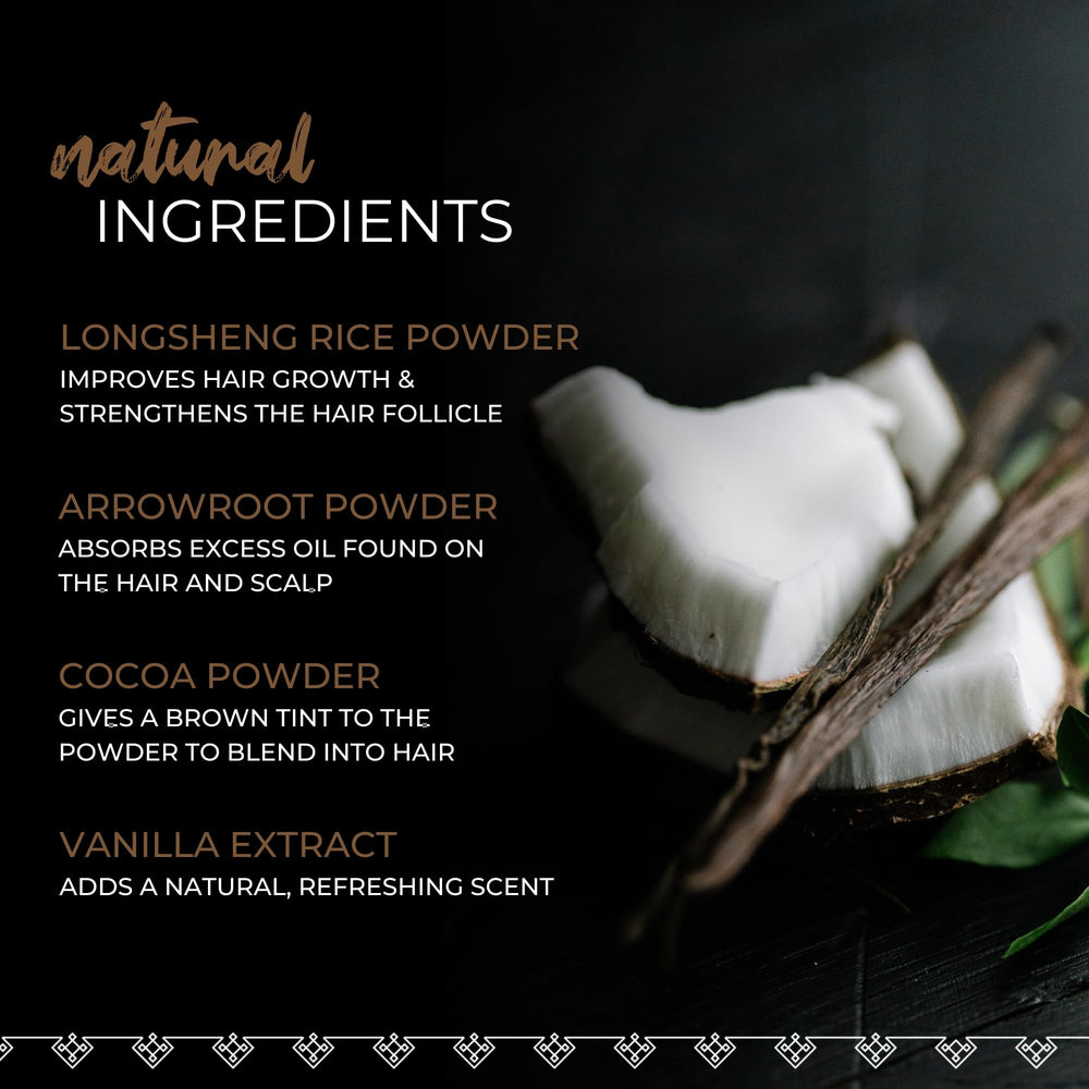 Applying Viori dry shampoo at roots to absorb oil and add lift