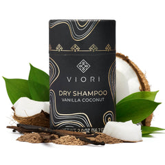 Viori dry shampoo front packaging showing product and benefits