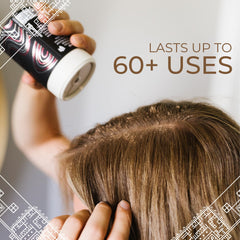 Viori dry shampoo powder on hand demonstrating lightweight texture