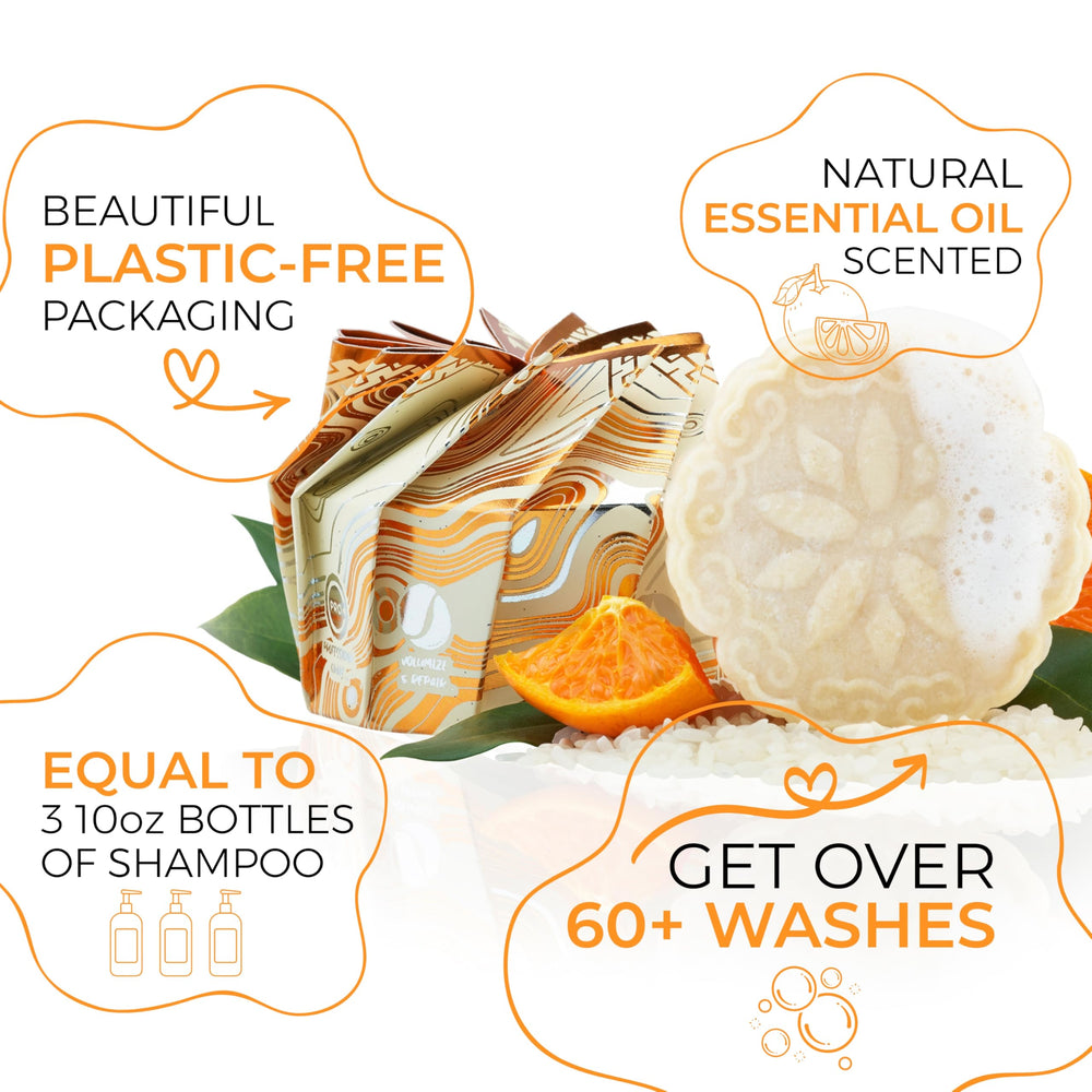 Viori shampoo bar in hand to show compact travel-friendly size