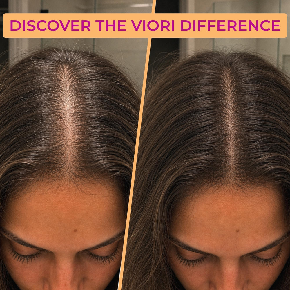 Viori ingredients display of rice water chamomile and rose for nourishing care