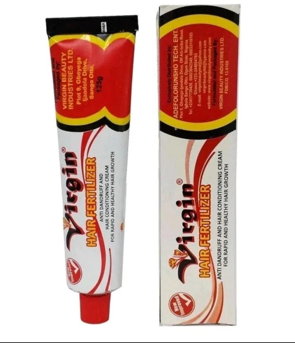 Virgin brand tube front view showing cream packaging and easy application benefit