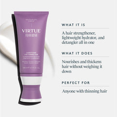 Virtue Flourish label close-up highlighting product name and claims